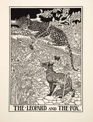 De luipaard en de vos, uit Honderd fabels van Aesopus, uitgegeven 1903
