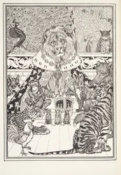 De Leeuw en zijn Metgezellen, Frontispice, uit Fontaine Fabels, uitgegeven 1905