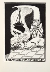 De Aap en de Kat, uit Fontaine Fabels, uitgegeven 1905