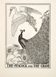 De pauw en de kraanvogel, uit Honderd fabels van Aesopus, uitgegeven 1903