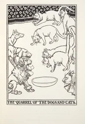 De Ruzie van de Honden en Katten, uit Fontaine Fabels, uitgegeven 1905
