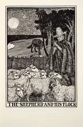 De Herder en zijn Kudde, uit Fontaine Fabels, uitgegeven 1905