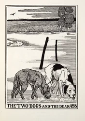 De Twee Honden en de Dode Ezel, uit Fontaine Fabels, uitgegeven 1905