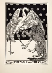 De wolf en de kraanvogel, uit Honderd fabels van Aesopus