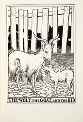 De wolf, de geit en het lam, uit Fontaine Fabels, uitgegeven 1905