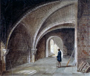 Crypte onder de kerk van St. James in de Muur, Wood Street Square, City of London, 1855