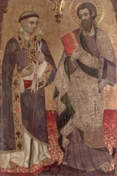 Detail van St. Bartholomeus en St. Bernardus van Clairvaux van het Altaarstuk van het Klooster van St. Dominic van Manresa