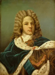 Portret van Louis de Rouvroy, Hertog van Saint Simon (1675-1755) Memorialist Schilderij door Perrine Vigger Du Vigneau (? 1894). 1887. Dim 0,75 x 0,54 m