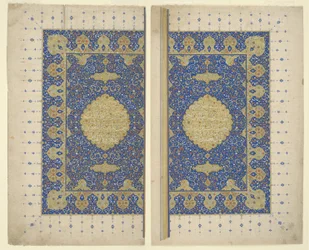 Dubbelpagina frontispice uit een Koran, ca. 1550