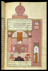 Ms D-212 fol.221b Bahram (420-28) bezoekt de prinses van Rum, illustratie bij 
