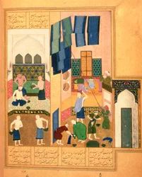 Harun al-Rashid en de barbier in een Turks bad