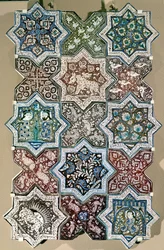 Paneel van tegels, Kashan, Centraal Iran, ca.1250-1300 (aardewerk)