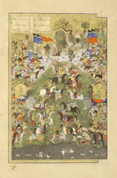 Talhand in gevecht tegen zijn broer, illustratie uit de Shahnama (Boek der Koningen)