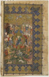 Salomo op de troon uit een Khamsa (Kwintet), c.1560