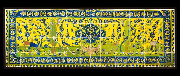 Tegels met een natuurlijke scène, uit Isfahan, Iran, waarschijnlijk ca. 17e eeuw