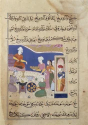 Bereiding van zoetigheden voor de Sultan van Mandu, uit een manuscript over Indiase kookkunst