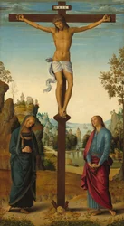 De kruisiging met de Maagd, Sint Jan, Sint Hiëronymus en Sint Maria Magdalena, c. 1482-1485