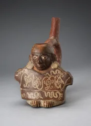 Beugel tuitvat dat een man afbeeldt die een versierd textiel vasthoudt, 100 v.Chr.-A.D. 500