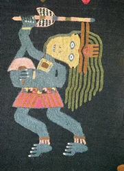Geweven wollen danser met baton, Paracas stam