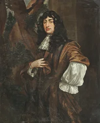 Portret van een heer traditioneel geïdentificeerd als John Rowland of Nant, driekwartlengte, in een bruine jas en wit kanten cravat (olieverf op doek)