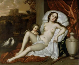 Portret van Nell Gwynne (1650-87) als Venus, met haar zoon, Charles Beauclerk (1670-1726), als Cupido