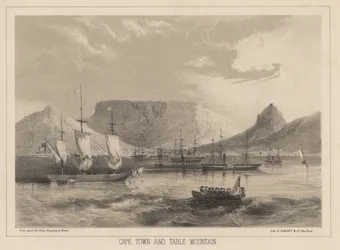 Kaapstad en de Tafelberg, litho door Sarony en Co.