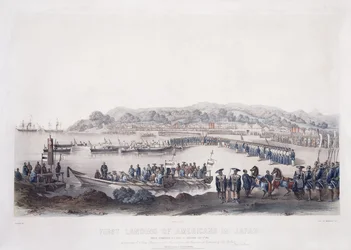 Eerste landing van Amerikanen in Japan bij Gore-Hama 14 juli 1853