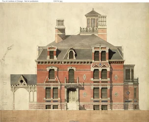 Eliphalet W. Blatchford House, Chicago, Illinois, LaSalle Street Elevation en gedeeltelijke sectie