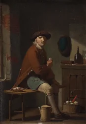 Een man die zijn pijp rookt