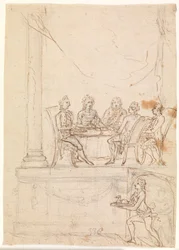 De koninklijke familie aan een tafel in Hirschholm Slot 29 september 1771