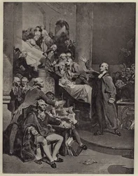 Patrick Henry houdt zijn toespraak van 1765 (litho)