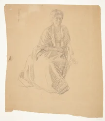 De Vrouw van de Kunstenaar (Mevrouw Elise P. H.) zittend. Studie voor het schilderij: Faaborgmuseets Inwijding (1910-11)