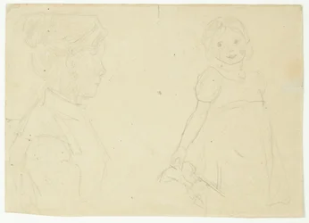 Studie van de vrouw en dochter van de kunstenaar