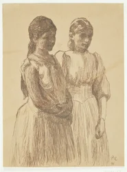 Twee jonge meisjes. Studie voor het schilderij 