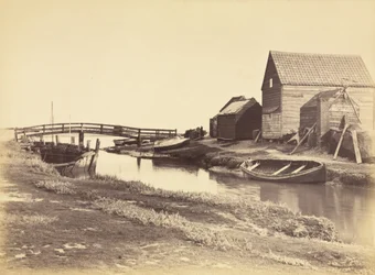 Getijdenkreek en oude pakhuizen ten zuiden van Southwold, Suffolk