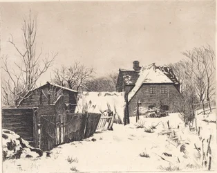 Winterlandschap met huis