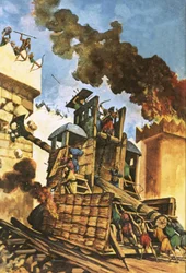 Assyriërs vallen de muren van Babylon aan