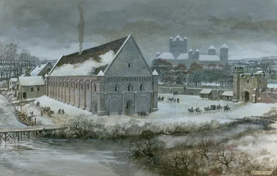 Westminster Hall in de sneeuw