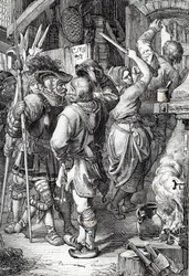 De ontsnapping van Gustav I Vasa (1496-1560) (toekomstige koning van Zweden) vermomd als boer om te ontsnappen uit Denemarken