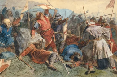 De val van Sint Olav in de Slag om Stiklestad