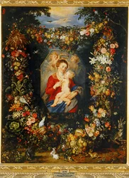 Maria Maagd en Kind met bloemen- en vruchtenkrans ...