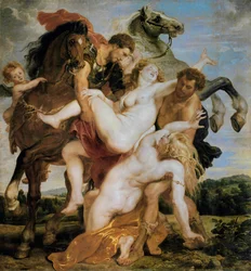 Ontvoering van de dochters van Leukippos door Castor en Pollux (olieverf op doek)