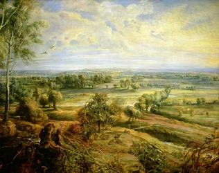Een herfstlandschap met uitzicht op Het Steen in de vroege ochtend, ca. 1636, detail van 211075