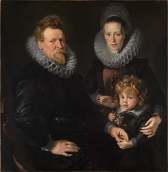 Portret van de Brusselse goudsmid Robert Staes, zijn vrouw Anna en hun zoon Albert