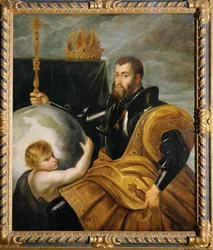 Keizer Karel V als meester van de wereld, ca. 1607 (schilderij op doek)