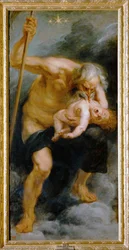 God Saturnus verslindt zijn zoon (schilderij op doek)