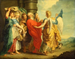 Lot verlaat Sodom met zijn dochters