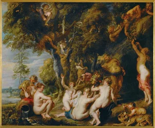 Nimfen en Saters (schilderij op doek)