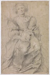 "Portret van Helene Fourment (1614-1673)" (Portret van Helene Fourment), ca.1630-1631 (sanguine)