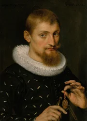 Portret van een man, mogelijk een architect of geograaf, 1597